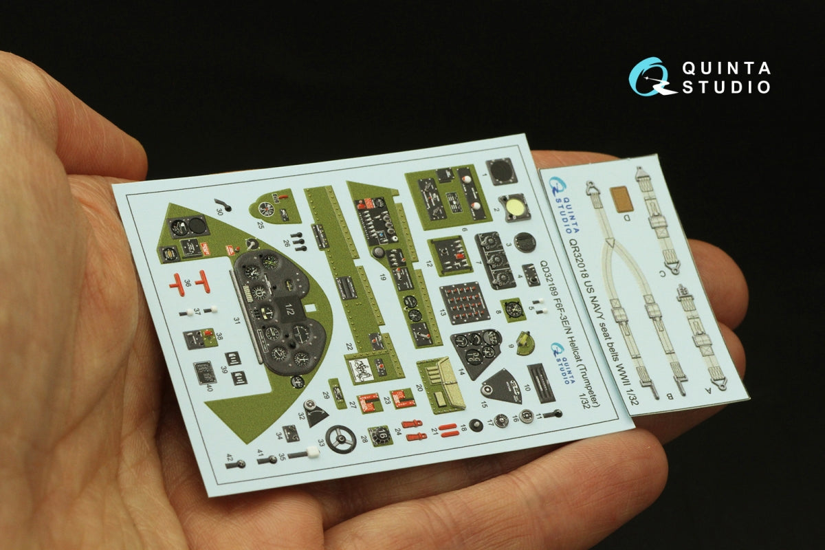 Quinta Studio QD32189 F6F-3E/N Hellcat 3D-Printed coloured Interior on decal paper (Trumpeter) 1/32 – zdjęcie 3
