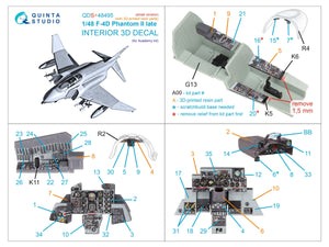 Quinta Studio QDS+48495 F-4D late Phantom II 3D-Printed &amp;amp; colored Interior on decal paper (Academy) (Small version) (with 3D-printed resin parts) 1/48 – Bild 3