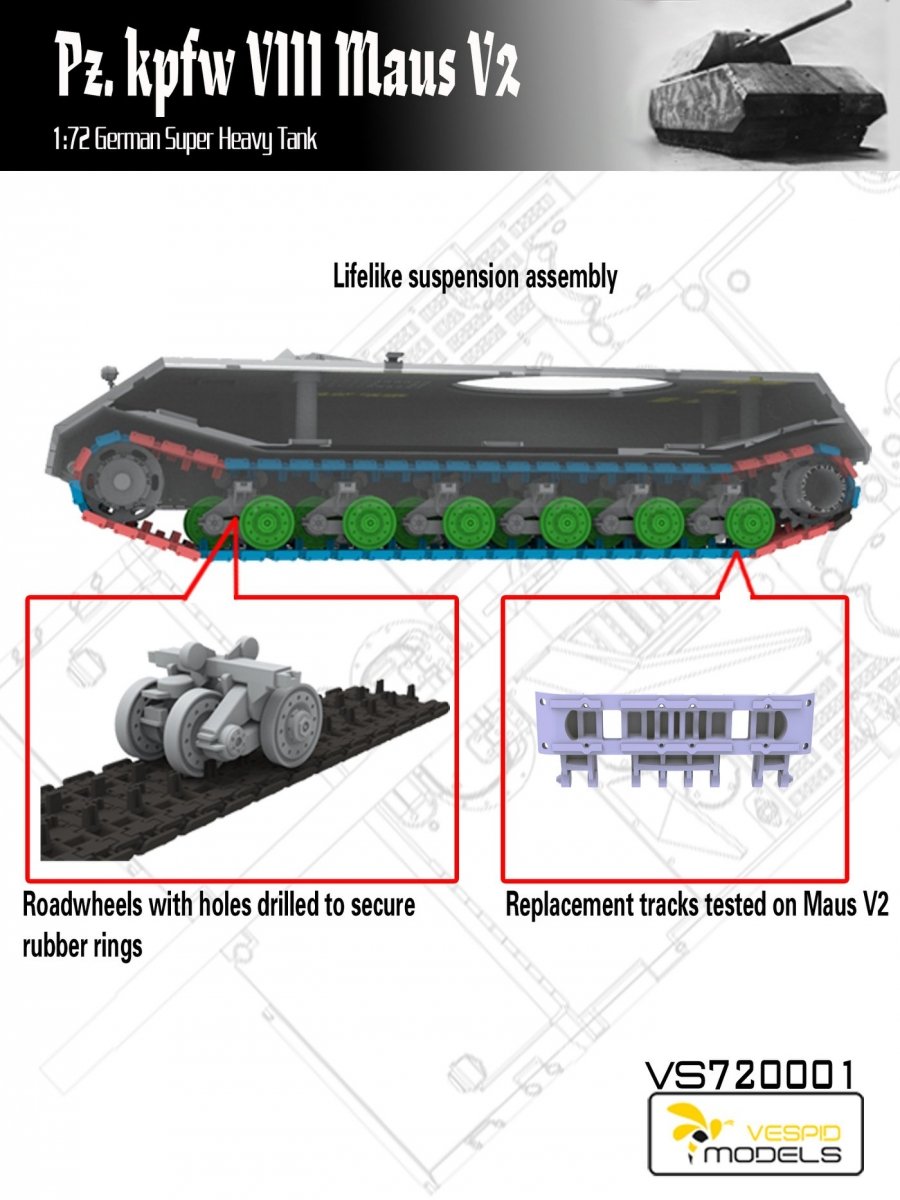 Vespid Models VS720001 Pz.Kpfw. VIII Maus V2 German Super Heavy Tank 1/72 – immagine 2