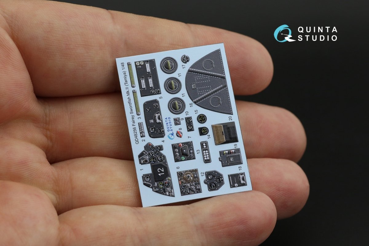 Quinta Studio QD48256 Swordfish Mk.II 3D-Printed &amp;amp; colored Interior on decal paper (Tamiya) 1/48 – obrázek 9