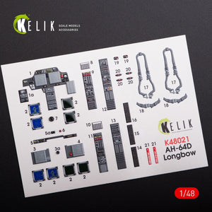 KELIK K48021 AH-64D &amp;quot;APACHE LONGBOW&amp;quot; INTERIOR 3D DECALS FOR HASEGAWA KIT 1/48 – obrázek 2