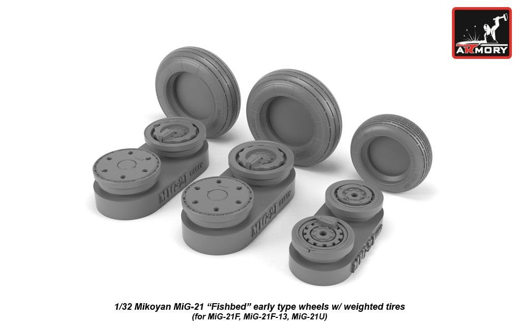 Armory Models AW32009 Mikoyan MiG-21 Fishbed wheels w/ weighted tires, early 1/32 – obrázek 2