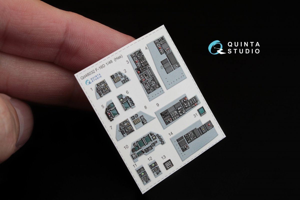 Quinta Studio QD48032 F-16D 3D-Printed &amp;amp; colored Interior on decal paper (for Hasegawa kit) 1/48 – image 3