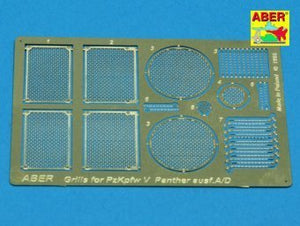 Aber 35G01 Grilles for german tank Grilles for PzKpfw V Ausf.A/D Panther (Sd.Kfz.181) 1/35