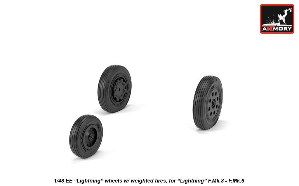 Armory Models AW48408 EE Lightning wheels w/ weighted tires, late 1/48 – image 2