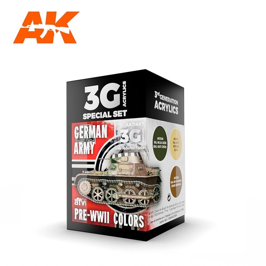 AK Interactive AK11687 3G GERMAN ARMY PRE-WWII COLORS 3x17 ml