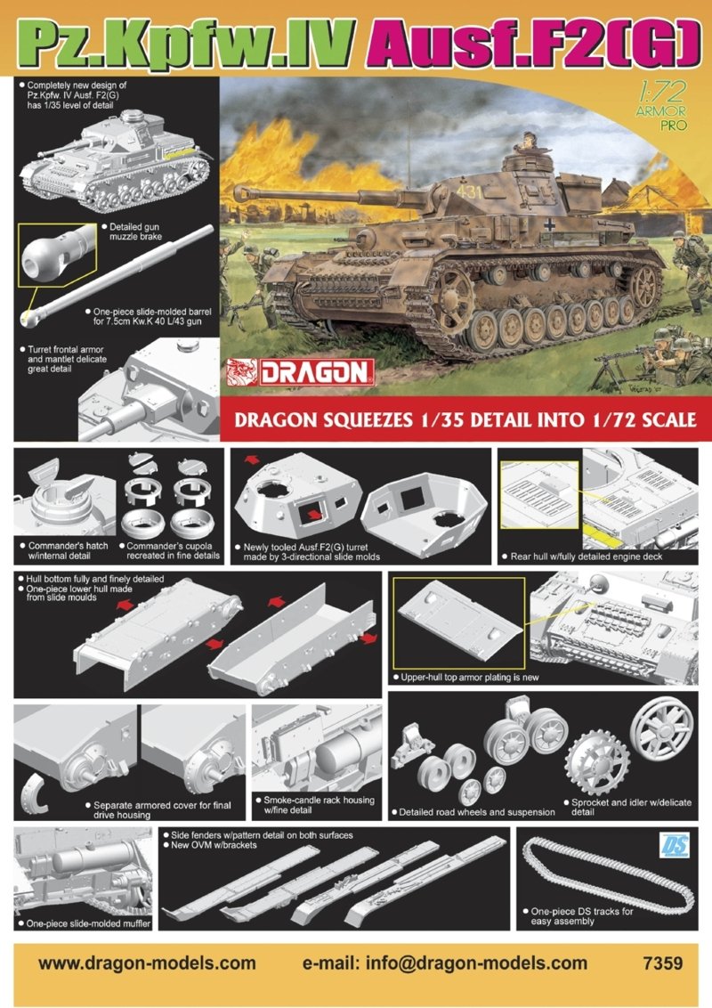 Dragon 7359 German PzKpfw IV Ausf F2(G) 1/72 – image 2