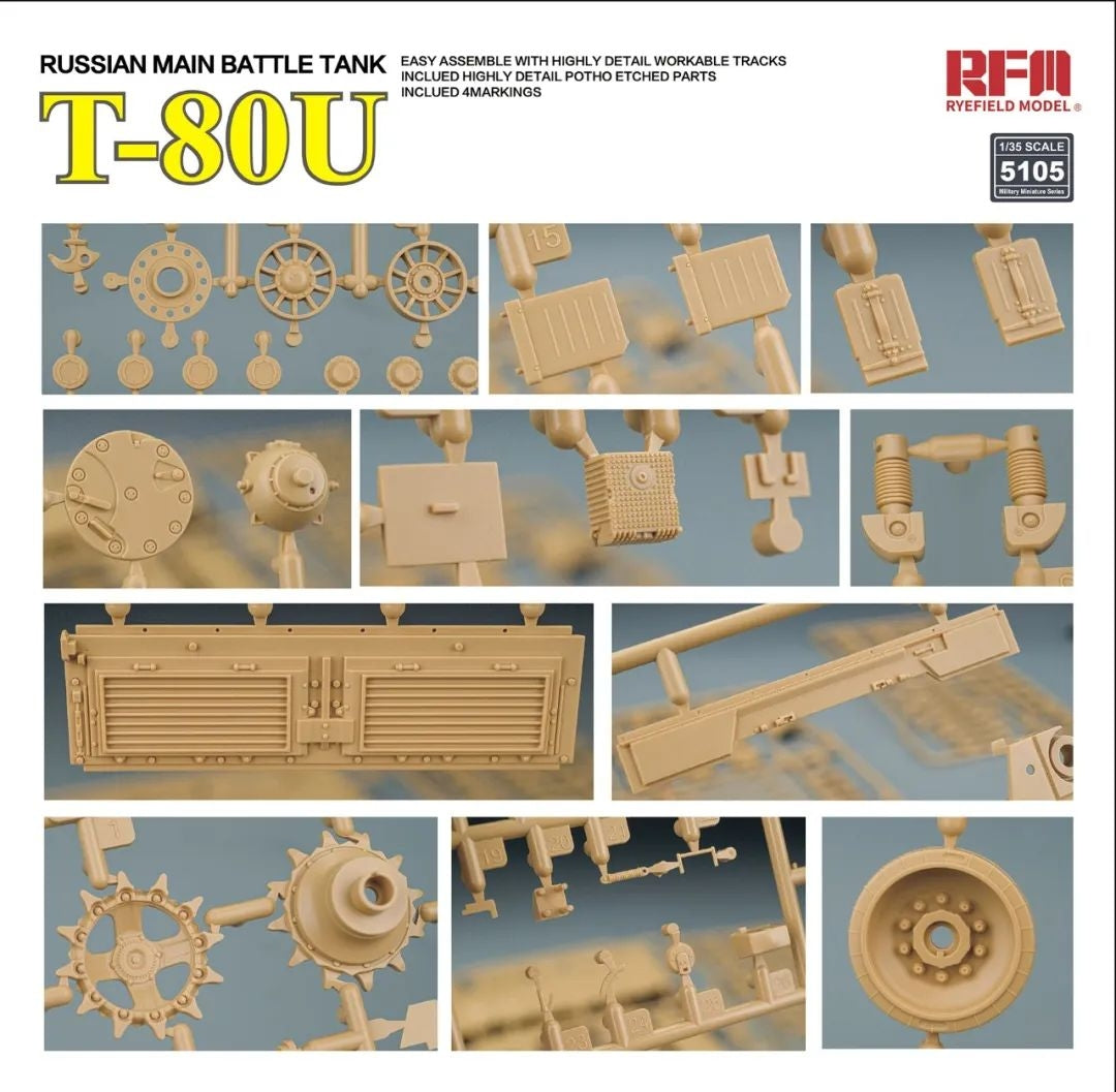 Rye Field Model 5105 Russian Main Battle Tank T-80U 1/35 – obrázek 9