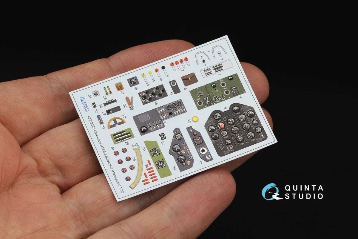 Quinta Studio QD32245 N1K2-J Shidenkai 3D-Printed &amp;amp; colored Interior on decal paper (Hasegawa) 1/32 – obrázek 4