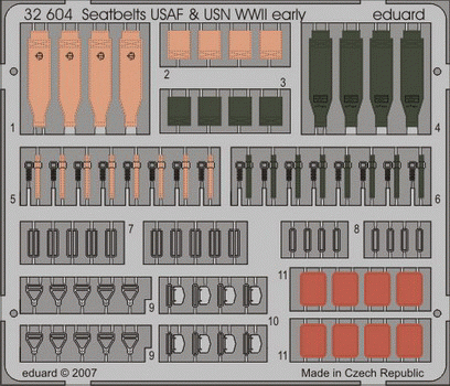 Eduard 32604 Seatbelts USAF &amp; USN WWII early 1/32