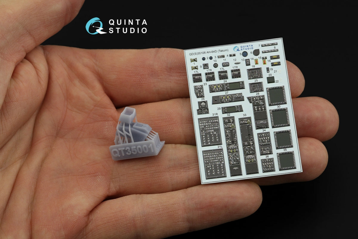 Quinta Studio QDS+35106 AH-64D 3D-Printed &amp;amp; colored Interior on decal paper (Takom) (Small version) (with 3D-printed resin parts) 1/35 – image 7
