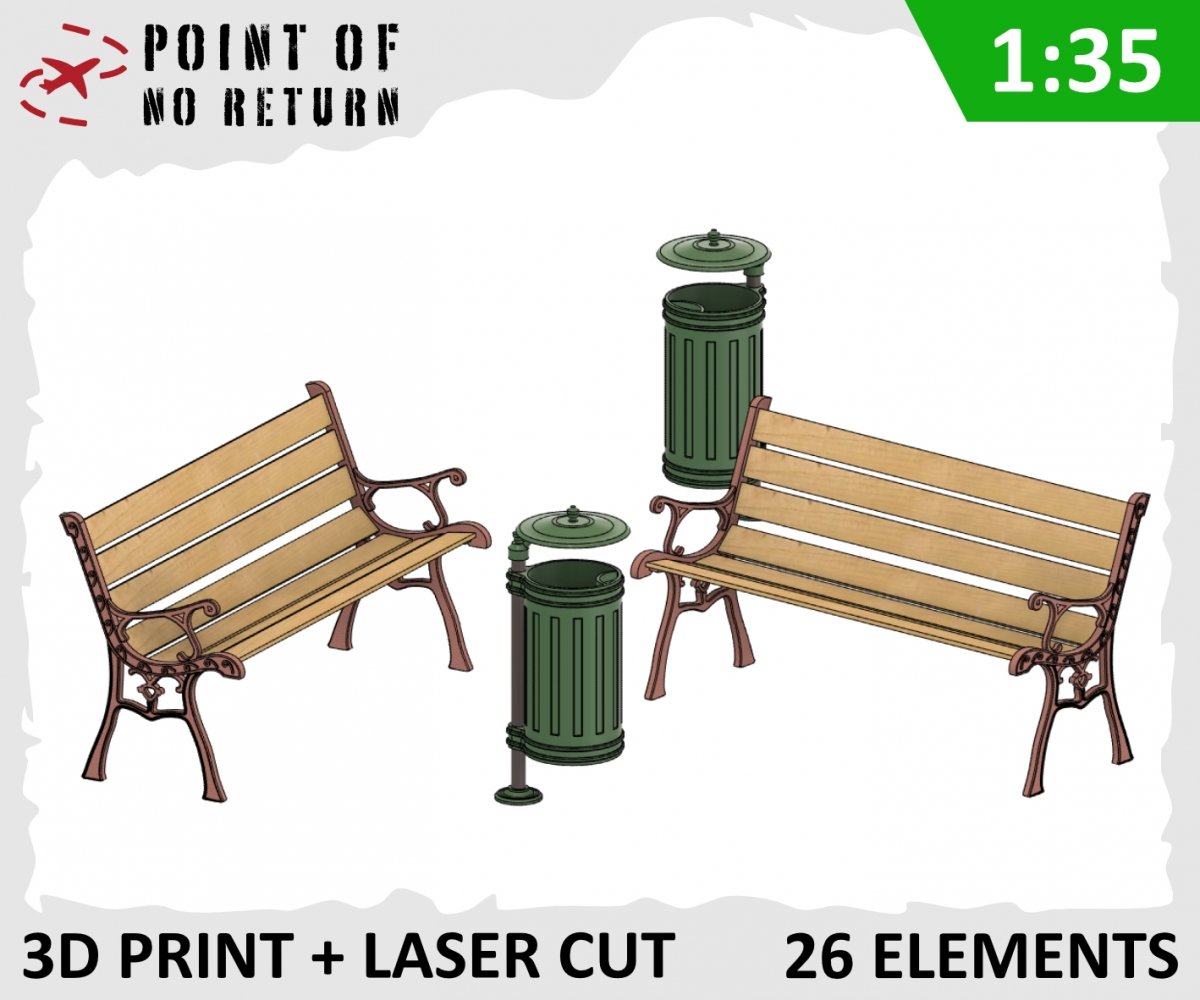 Point of no Return 3522009 Park benches and trash cans 1/35