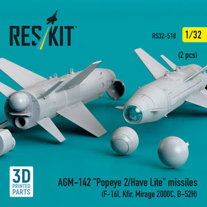 RESKIT RS32-0518 AGM-142 &amp;quot;Popeye 2/Have Lite&amp;quot; missiles (2 pcs) (3D Printed) 1/32 – immagine 2