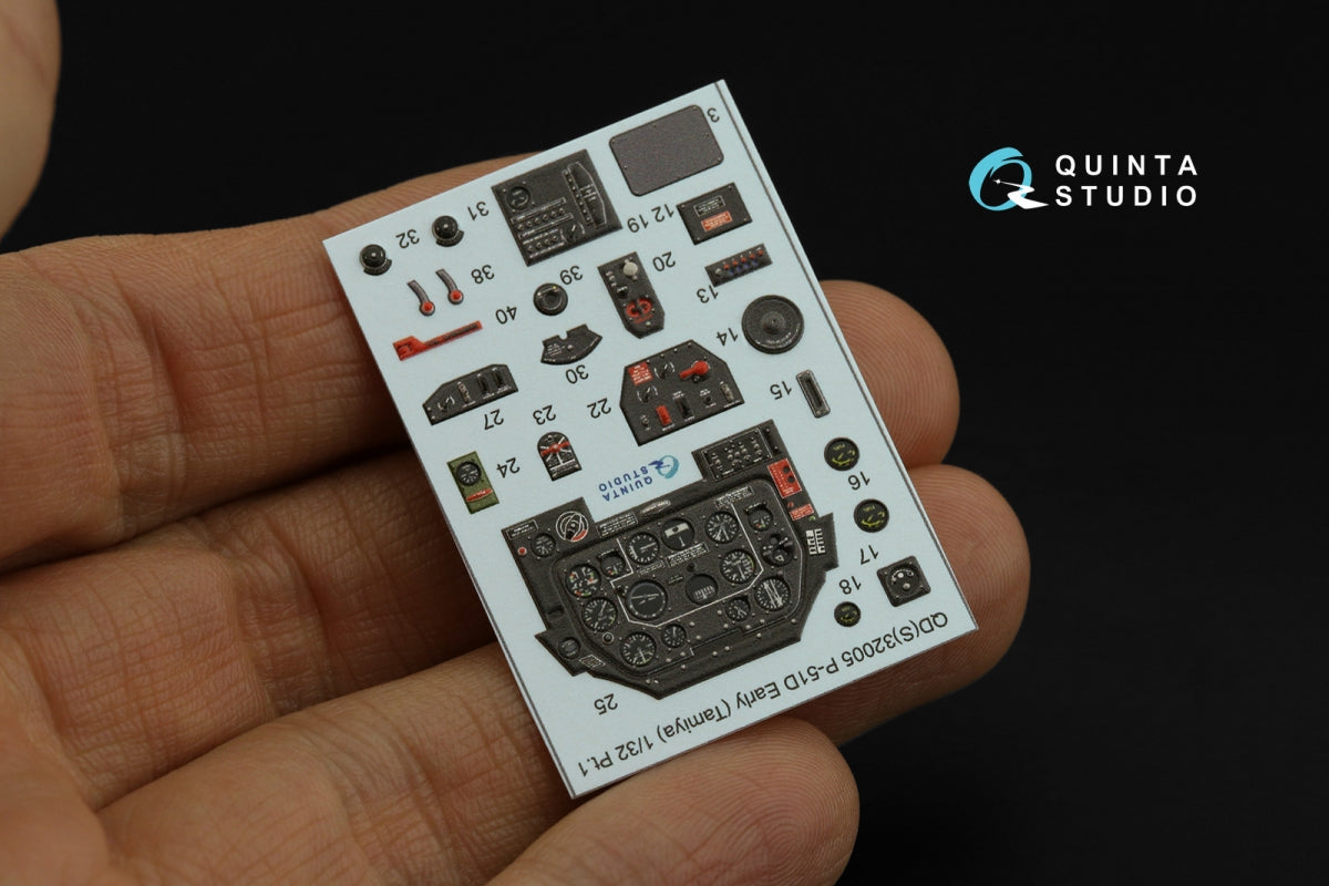 Quinta Studio QDS-32005 P-51D (Early) 3D-Printed colored Interior on decal paper (Tamiya) (small version) 1/32 – Bild 5