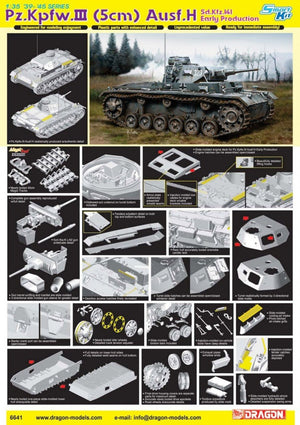 Dragon 6641 Pz.Kpfw.III (5cm) Ausf.H Sd.Kfz.141 Early Production 1/35 – imagen 2