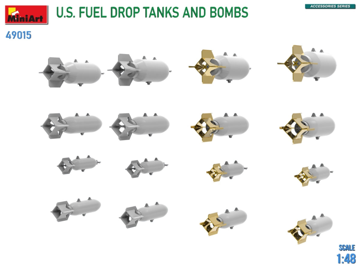 MiniArt 49015 US FUEL DROP TANKS AND BOMBS 1/48 – immagine 7