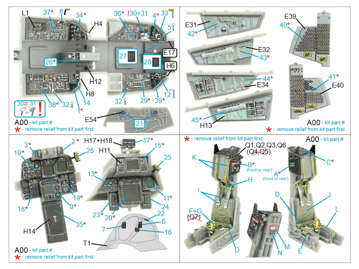 Quinta Studio QD48405 F-14D 3D-Printed &amp;amp; colored Interior on decal paper (Hobby Boss) 1/48 – obrázek 2