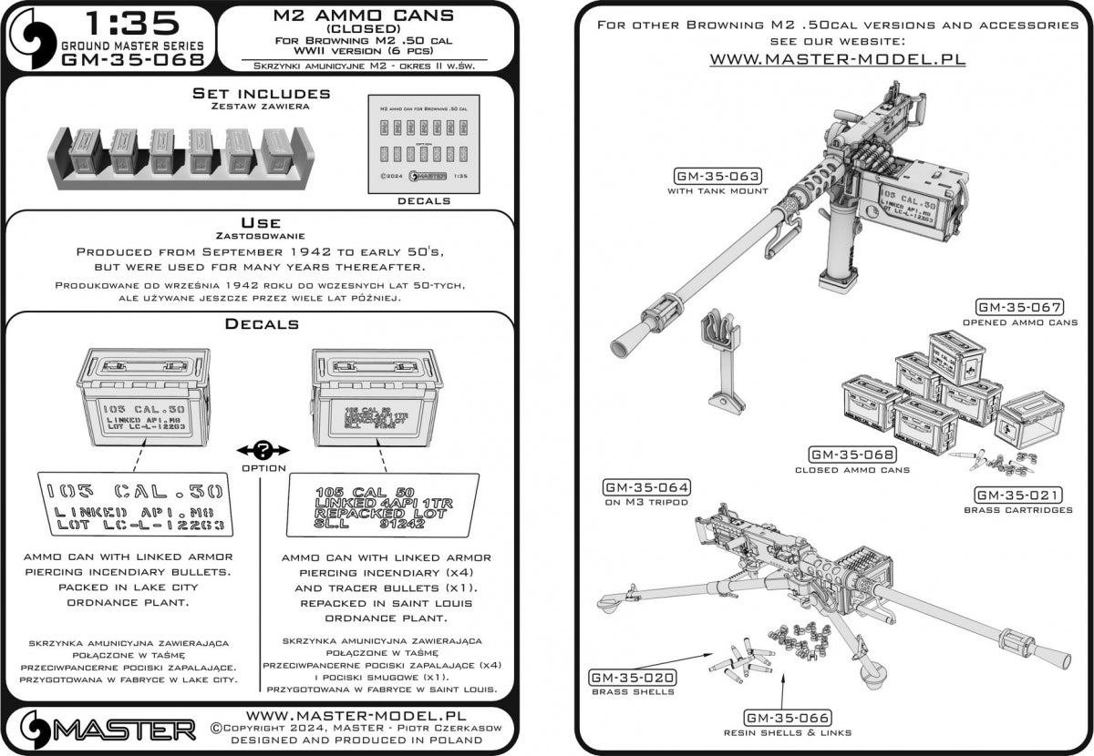 Master GM-35-068 M2 Ammo Boxes for Browning M2 .50 Rifle - Used in WWII (6 pcs.) - CLOSED 1/35 – image 6