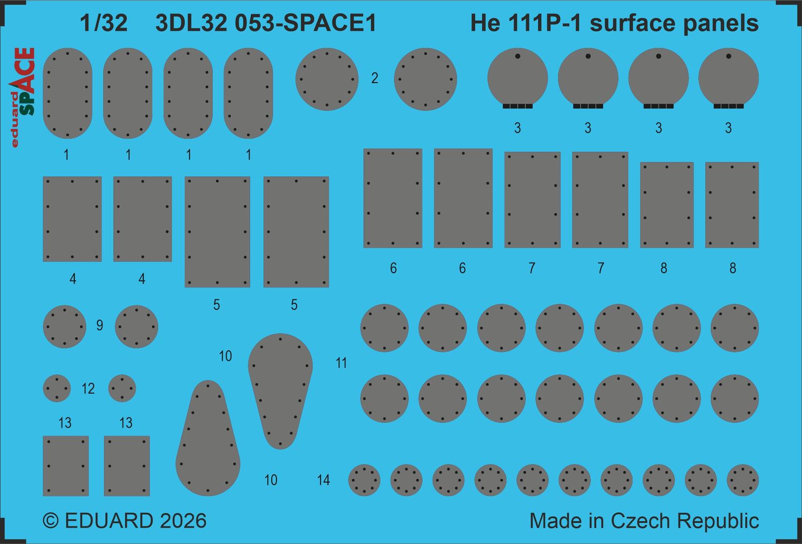 Eduard 3DL32053 Heinkel He-111 P-1 Surface Panel Space Set for REVELL 1/32