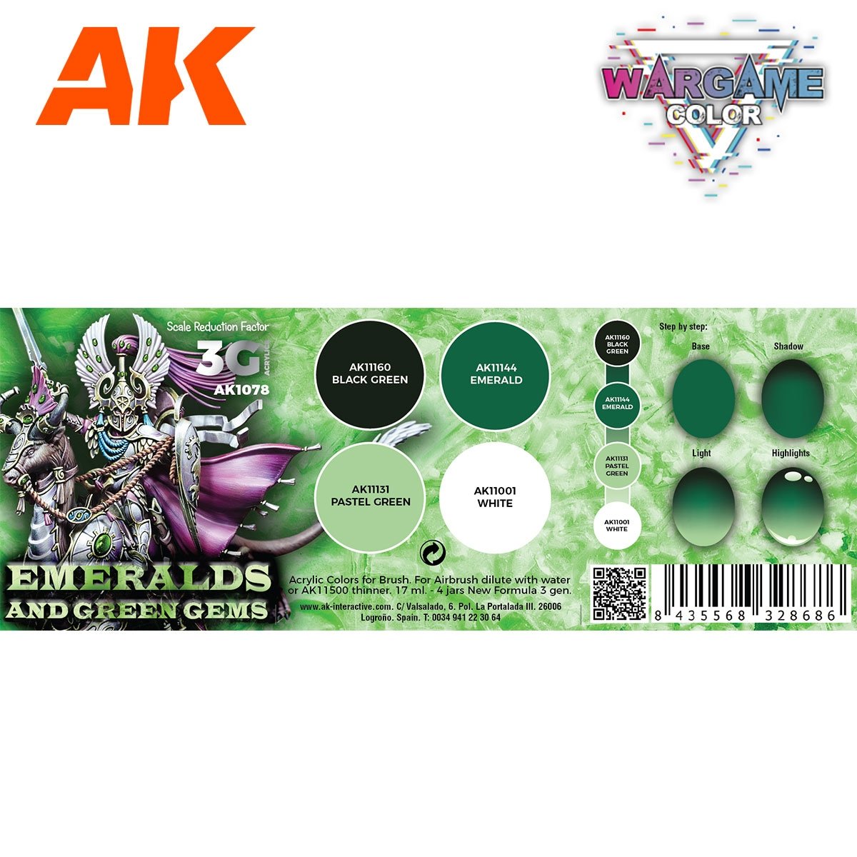 AK Interactive AK1078 WARGAME COLOR SET. EMERALDS AND GREEN GEMS 4x17 ml – imagen 2