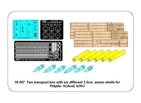 Aber 16057 Two transport box with six different 7.5cm ammo for PzKpfw. IV, Ausf, HJ (1/16) – Bild 7