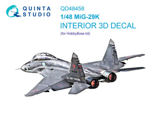 Quinta Studio QD48458 MiG-29K 3D-Printed colored Interior on decal paper (HobbyBoss) 1/48