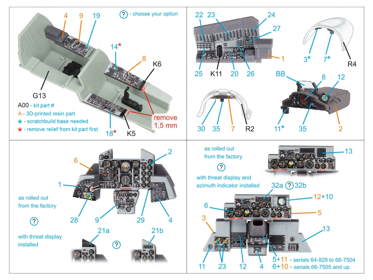 Quinta Studio QDS+48488 F-4D early Phantom II 3D-Printed &amp;amp; colored Interior on decal paper (Academy) (Small version) (with 3D-printed resin parts) 1/48 – obrázek 3
