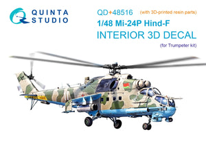Quinta Studio QD+48516 Mi-24P Hind-F 3D-Printed colored Interior on decal paper (Trumpeter) (with 3D-printed resin parts) 1/48