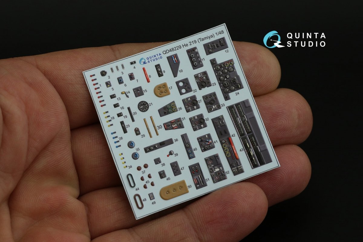Quinta Studio QD48229 He 219 3D-Printed &amp;amp; colored Interior on decal paper (Tamiya) 1/48 – image 11