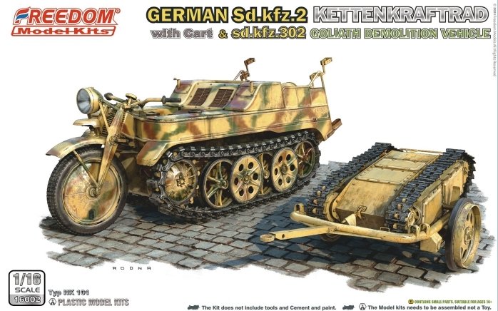 Freedom 16002 GERMAN SD.KFZ.2 KETTENKRAFTRAD &amp; SD.KFZ.302 GOLIATH DEMOLITION VEHICLE 1/16