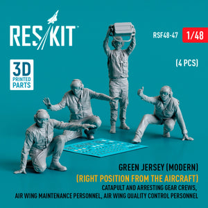 RESKIT RSF48-0047 Green jersey (Modern) (Right position from the aircraft) Catapult and Arresting Gear Crews, Air Wing Maintenance Personnel, Air Wing Quality Control Personnel (4 pcs) (3D Printed) 1/48