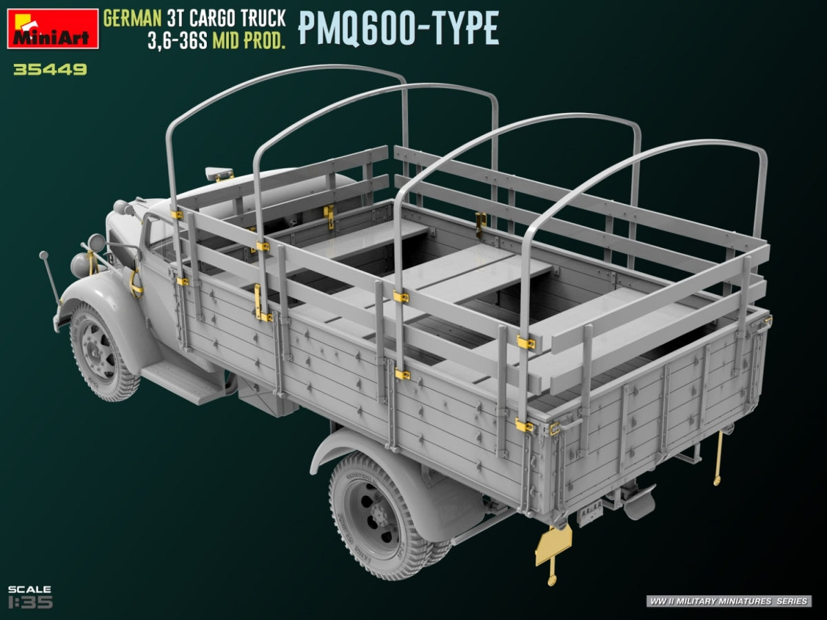 Miniart 35449 GERMAN 3T CARGO TRUCK 3.6-36S MID PROD. PMQ600-TYPE 1/35 – image 6