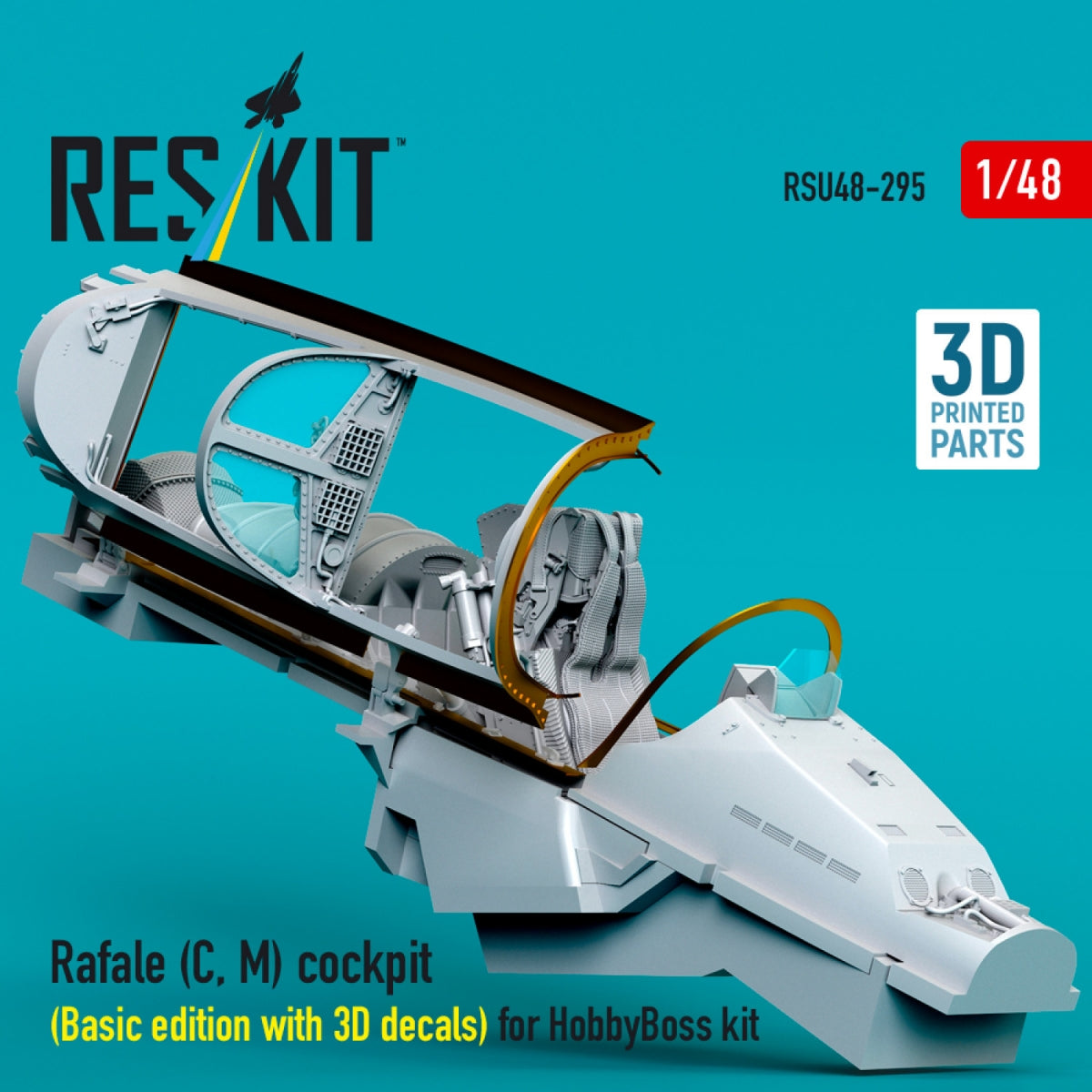 RESKIT RSU48-0295 Rafale (C, M) cockpit (Basic edition with 3D decals) for HobbyBoss kit (3D printed) 1/48 – imagen 3