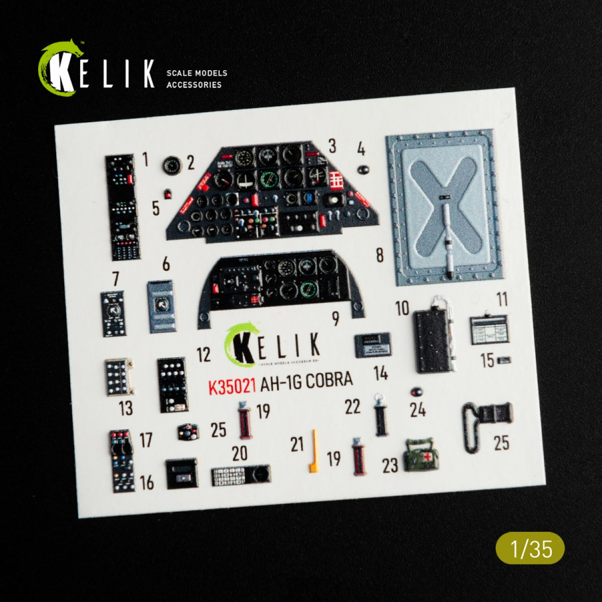 KELIK K35021 AH-1G COBRA INTERIOR 3D DECALS FOR ICM KIT 1/35 – Bild 2