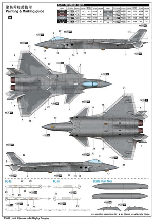 Trumpeter 05811 Chinese J-20 Mighty Dragon 1/48 – immagine 10