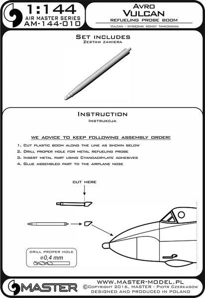 Master AM-144-010 Avro Vulcan - Refueling Probe Boom 1/144 – immagine 3