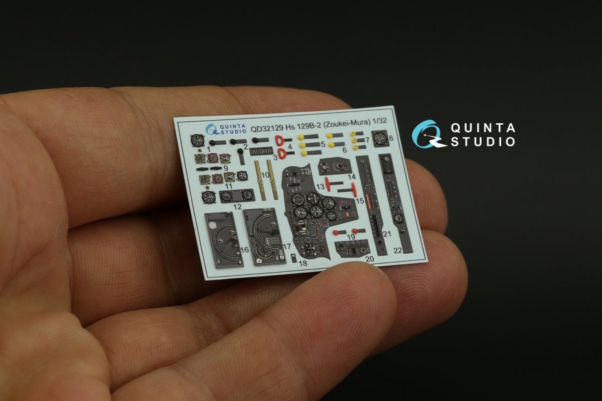 Quinta Studio QD32129 Hs 129B-2 3D-Printed &amp;amp; colored Interior on decal paper (Zoukei-Mura) 1/32 – Bild 8
