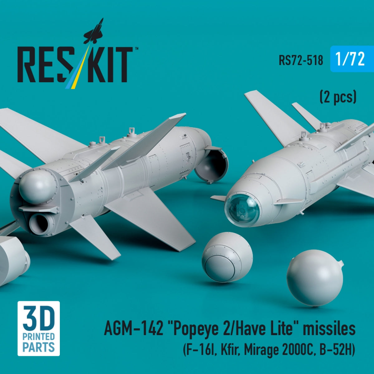RESKIT RS72-0518 AGM-142 &amp;quot;Popeye 2/Have Lite&amp;quot; missiles (2 pcs) (3D Printed) 1/72 – obrázek 2