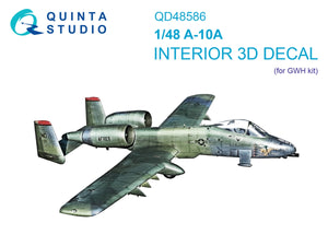 Quinta Studio QD48586 A-10A Warthog 3D-Printed &amp;amp; colored Interior on decal paper (GWH) 1/48