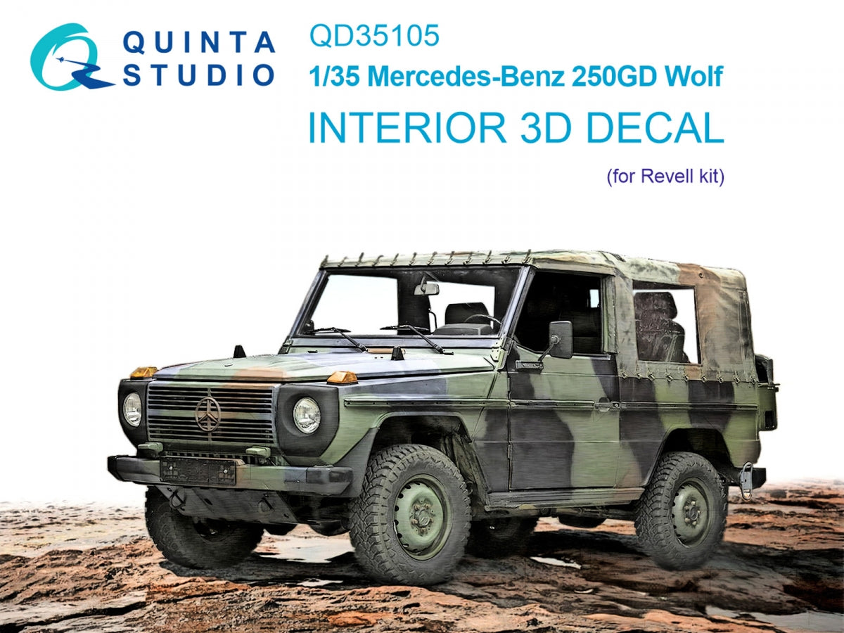 Quinta Studio QD35105 Mercedes-Benz 250GD Wolf 3D-Printed &amp;amp; colored Interior on decal paper (Revell) 1/35