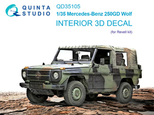 Quinta Studio QD35105 Mercedes-Benz 250GD Wolf 3D-Printed &amp;amp; colored Interior on decal paper (Revell) 1/35
