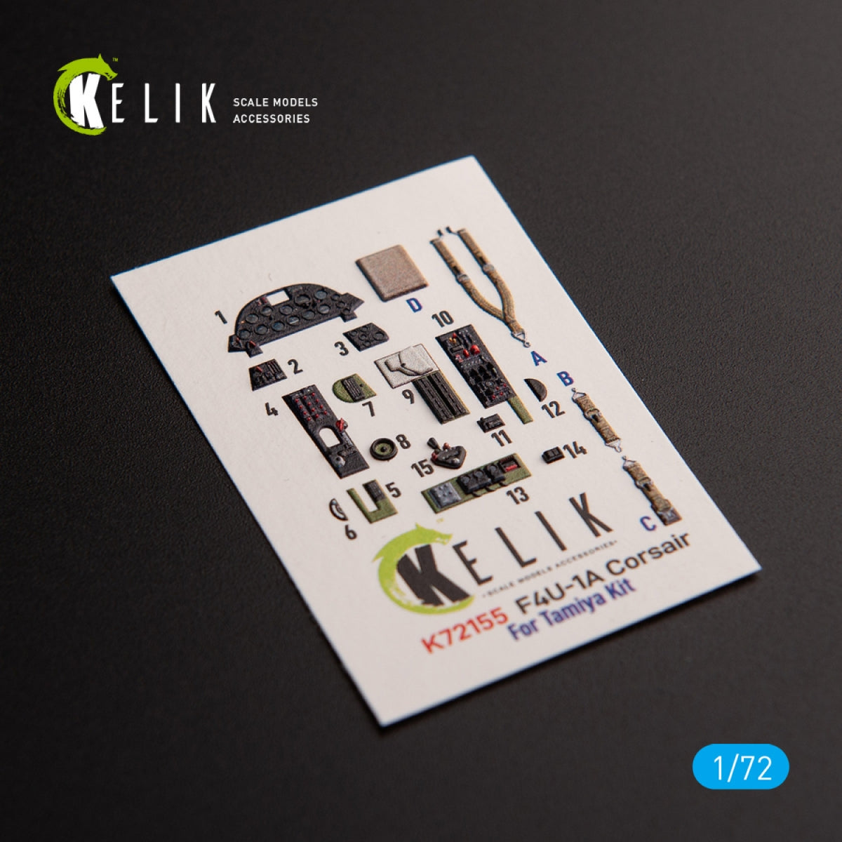 KELIK K72155 F4U-1A Corsair - interior 3D decals for Tamiya kit 1/72