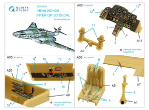 Quinta Studio QD48300 Me 262 HGIII 3D-Printed colored Interior on decal paper (Amusing Hobby) 1/48 – obrázek 2