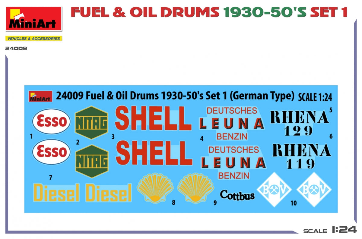MiniArt 24009 FUEL OIL DRUMS 1930-50&amp;#39;S SET 1. GERMAN TYPE 1/24 – image 2
