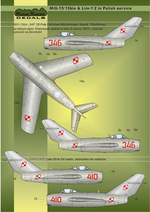 ModelMaker Decals D48023 MiG-15/15bis &amp;amp; Lim-1/2 in Polish service – image 3