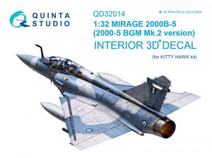 Intérieur imprimé en 3D et coloré sur papier décalcomanie pour le kit Kitty Hawk (QD32014 de Quinta Studio, pour le Mirage 2000B-5 (2000-5BGM Mk2)) à l&amp;#39;échelle 1/32