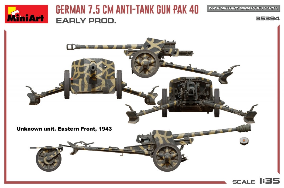 MiniArt 35394 GERMAN 7.5CM ANTI-TANK GUN PAK 40. EARLY PROD 1/35 – imagen 14