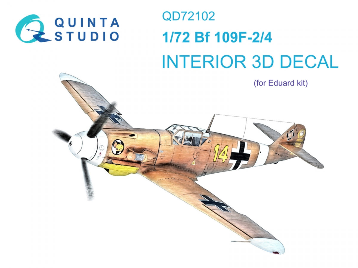Quinta Studio QD72102 BF 109F-2/4 3D-Printed &amp;amp; colored Interior on decal paper (Eduard) 1/72