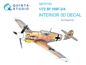Quinta Studio QD72102 BF 109F-2/4 3D-Printed &amp;amp; colored Interior on decal paper (Eduard) 1/72
