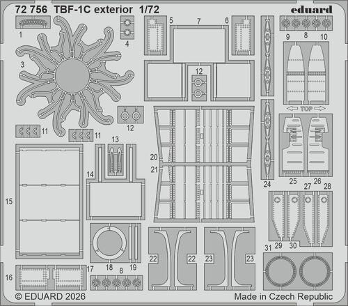 Eduard BIG72191 Grumman TBF-1C Avenger - Big Ed Set Hobby Boss Kits 1/72